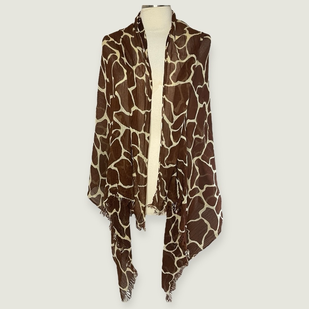 UNBRANDED Brown Animal Print Pashmina‎ Wrap